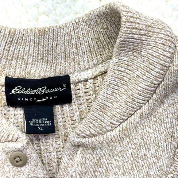 Vintage Eddie Bauer Cotton Fisherman 
Knit Button Collar Sweater - Picture 6 of 13